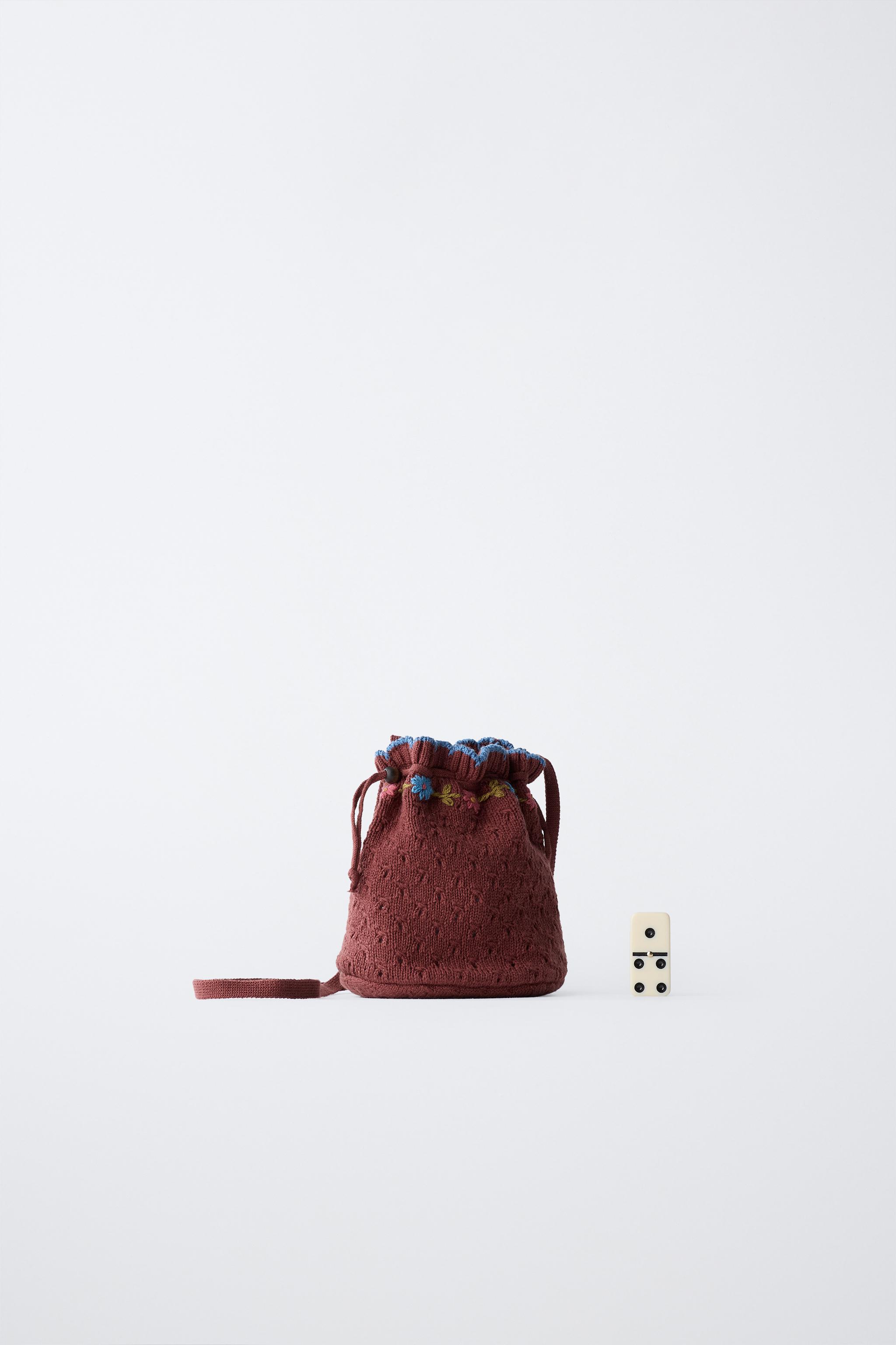 EMBROIDERED KNIT CROSSBODY BAG